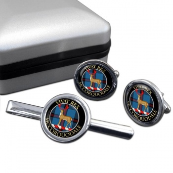 McCorquodale Scottish Clan Round Cufflink and Tie Clip Set