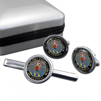 McKerrell Scottish Clan Round Cufflink and Tie Clip Set