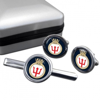 Third Mine Counter Measures Squadron (MCM3) (Royal Navy) Round Cufflink and Tie Clip Set