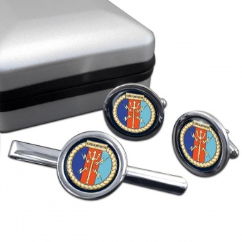 COMUKMCMFOR (Royal Navy) Round Cufflink and Tie Clip Set