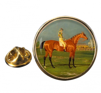 Racehorse Menmon with William Scott up Round Pin Badge