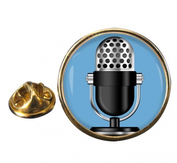 Microphone Round Pin Badge
