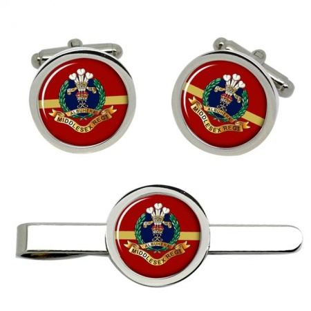 Middlesex Regiment, British Army Cufflinks and Tie Clip Set