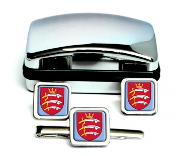 Middlesex (England) Square Cufflink and Tie Clip Set