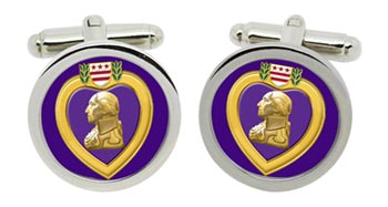 Purple Heart Cufflinks in Chrome Box