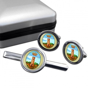 Misilmeri (Italy) Round Cufflink and Tie Clip Set