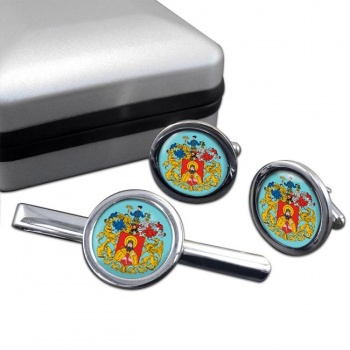 Miskolc Round Cufflink and Tie Clip Set