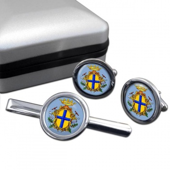 Modena (Italy) Round Cufflink and Tie Clip Set