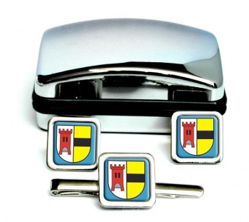 Moers (Germany) Square Cufflink and Tie Clip Set