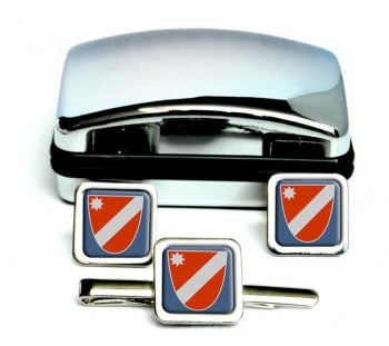 Molise (Italy) Square Cufflink and Tie Clip Set