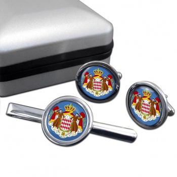 Monaco Round Cufflink and Tie Clip Set