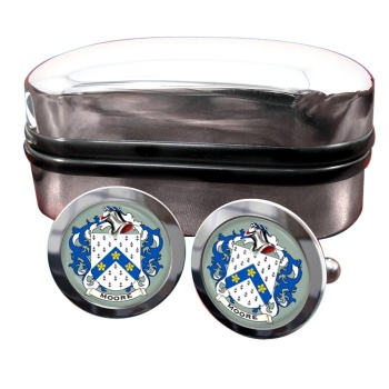 Moore English Coat of Arms Round Cufflinks