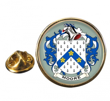 Moore English Coat of Arms Round Pin Badge