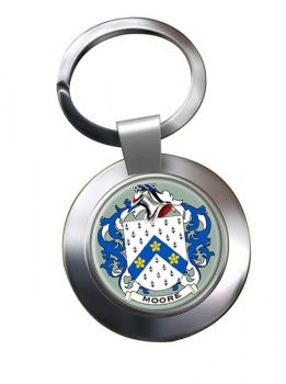 Moore English Coat of Arms Chrome Key Ring