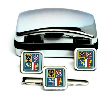 Moravian-Silesian Region Square Cufflink and Tie Clip Set