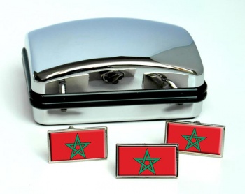 Morocco Flag Cufflink and Tie Pin Set