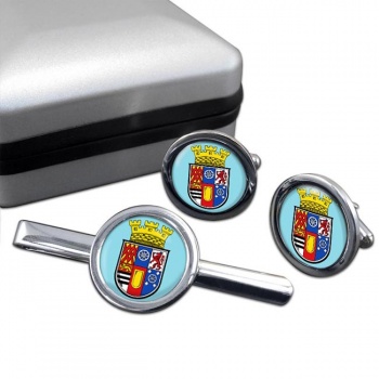 Mulheim (Germany) Round Cufflink and Tie Clip Set