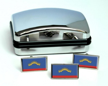 Murmansk Oblast Flag Cufflink and Tie Pin Set