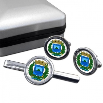 Montevideo Round Cufflink and Tie Clip Set