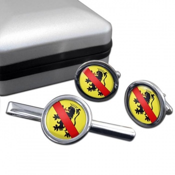 Namur (Belgium) Round Cufflink and Tie Clip Set