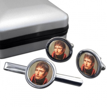 Napoleon Bonaparte 1801 Round Cufflink and Tie Clip Set