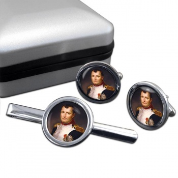 Napoleon Bonaparte 1812 Round Cufflink and Tie Clip Set