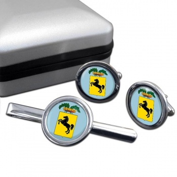 Napoli (Italy) Round Cufflink and Tie Clip Set