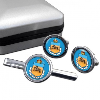 Colony of Natal (South Africa) Round Cufflink and Tie Clip Set