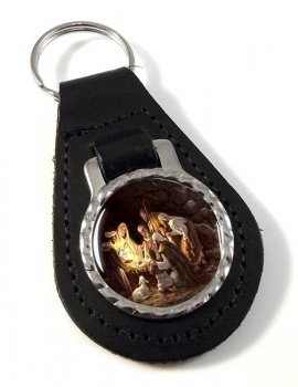 The Nativity Leather Key Fob