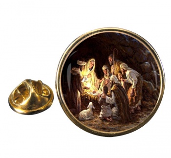 The Nativity Round Pin Badge