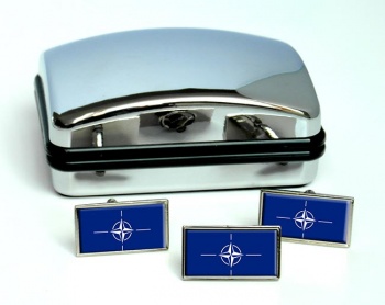 NATO Rectangle Cufflink and Tie Pin Set