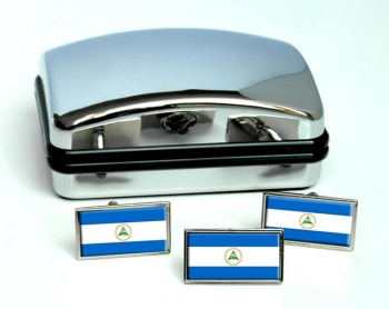 Nicaragua Flag Cufflink and Tie Pin Set
