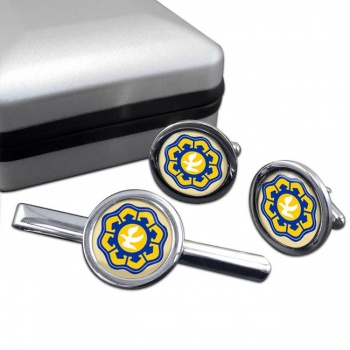 Nicosia (Cyprus) Round Cufflink and Tie Clip Set