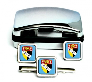 Norfolk (England) Square Cufflink and Tie Clip Set