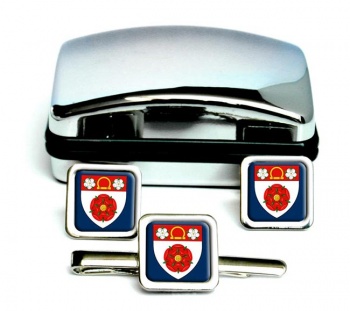 Northamptonshire (England) Square Cufflink and Tie Clip Set