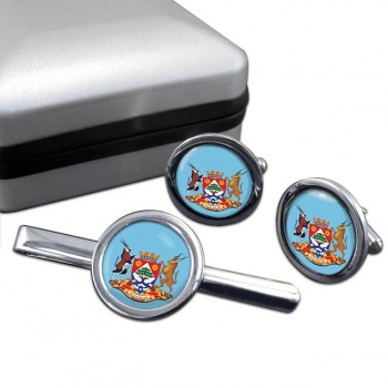 Northern Cape (South Africa) Round Cufflink and Tie Clip Set