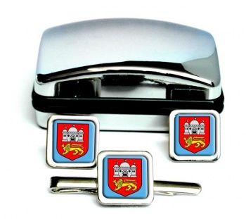 Norwich (England) Square Cufflink and Tie Clip Set
