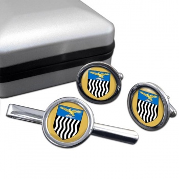 Northern Rhodesia Round Cufflink and Tie Clip Set