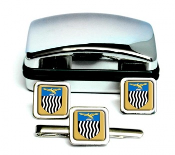 Northern Rhodesia Square Cufflink and Tie Clip Set