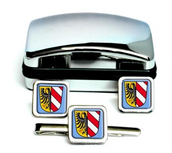 Nurnberg Nuremberg (Germany) Square Cufflink and Tie Clip Set