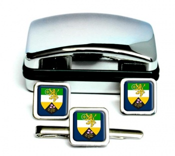 County Offaly (Ireland) Square Cufflink and Tie Clip Set