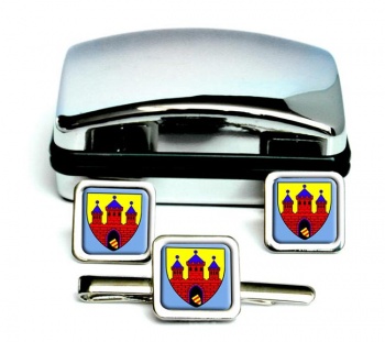 Oldenburg Niedersachsen (Germany) Square Cufflink and Tie Clip Set