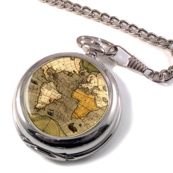 Antique World Map Pocket Watch