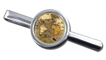 Antique World Map Round Tie Clip