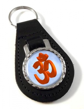 Om 3D Leather Key Fob