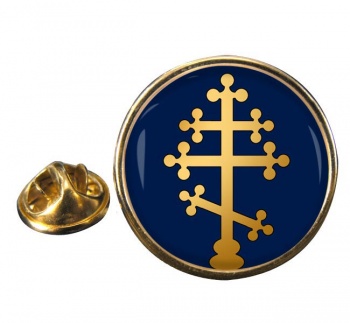 Orthodox Cross Round Pin Badge