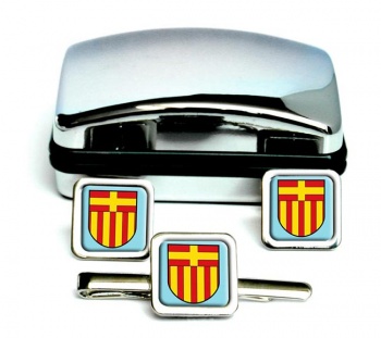 Paderborn (Germany) Square Cufflink and Tie Clip Set