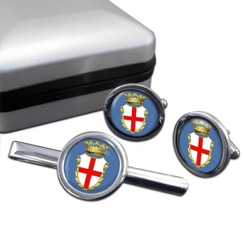 Padua Padova (Italy) Round Cufflink and Tie Clip Set