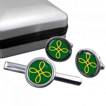 Pagan Happiness Symbol Round Cufflink and Tie Clip Set