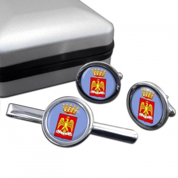 Palermo (Italy) Round Cufflink and Tie Clip Set